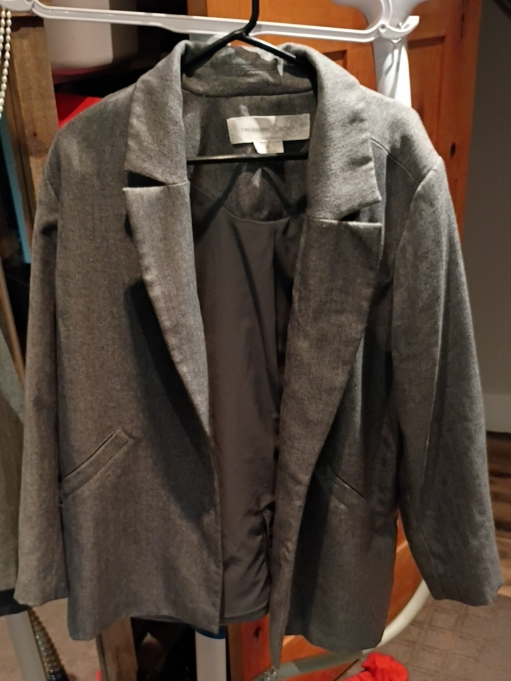 Treasure & Bond Charcoal Gray Open Blazer